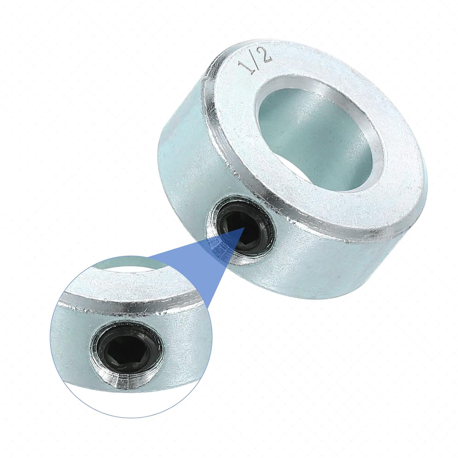 uxcell 16pcs Set Screw Collars 1/2" Bore Carbon Steel Shaft Collars, 1" OD, 7/16" Width Lock Axle Collar Clamp for Linear Rod Shaft Guide
