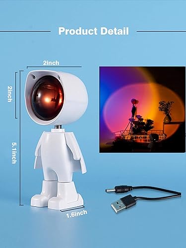 Miniatura 5 de WLHONG Proyección de puesta de sol Luz LED Robot Figura Lámpara Proyector de arco iris Lámpara de atmósfera moderna LED Luz de piso Luz de noche