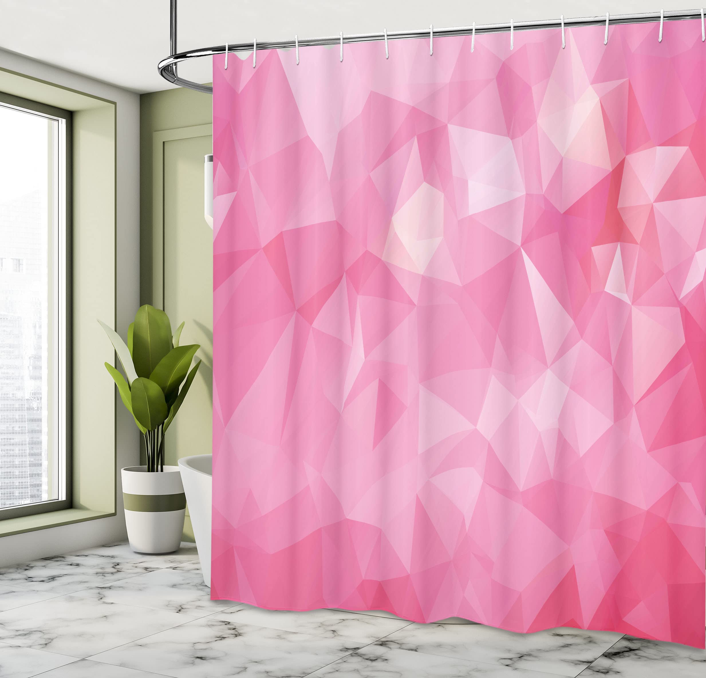 ABAKUHAUS Rosa Tenda da Doccia, Fiorente Rosa Flora, Tessuto Set di Decorazioni per il Bagno con