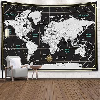 CAPSCEOLL World Map Tapestry Wall Tapestry World Geographical Distribution Tapestry for Men 80X60 Inches
