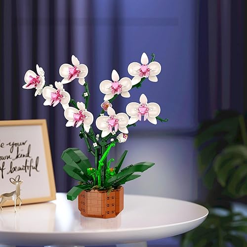 Miniatura 6 de Bilinott Juego de construcción de flores de orquídeas vibrantes experiencia estimulante y educativa para edades de 6 años en adelante