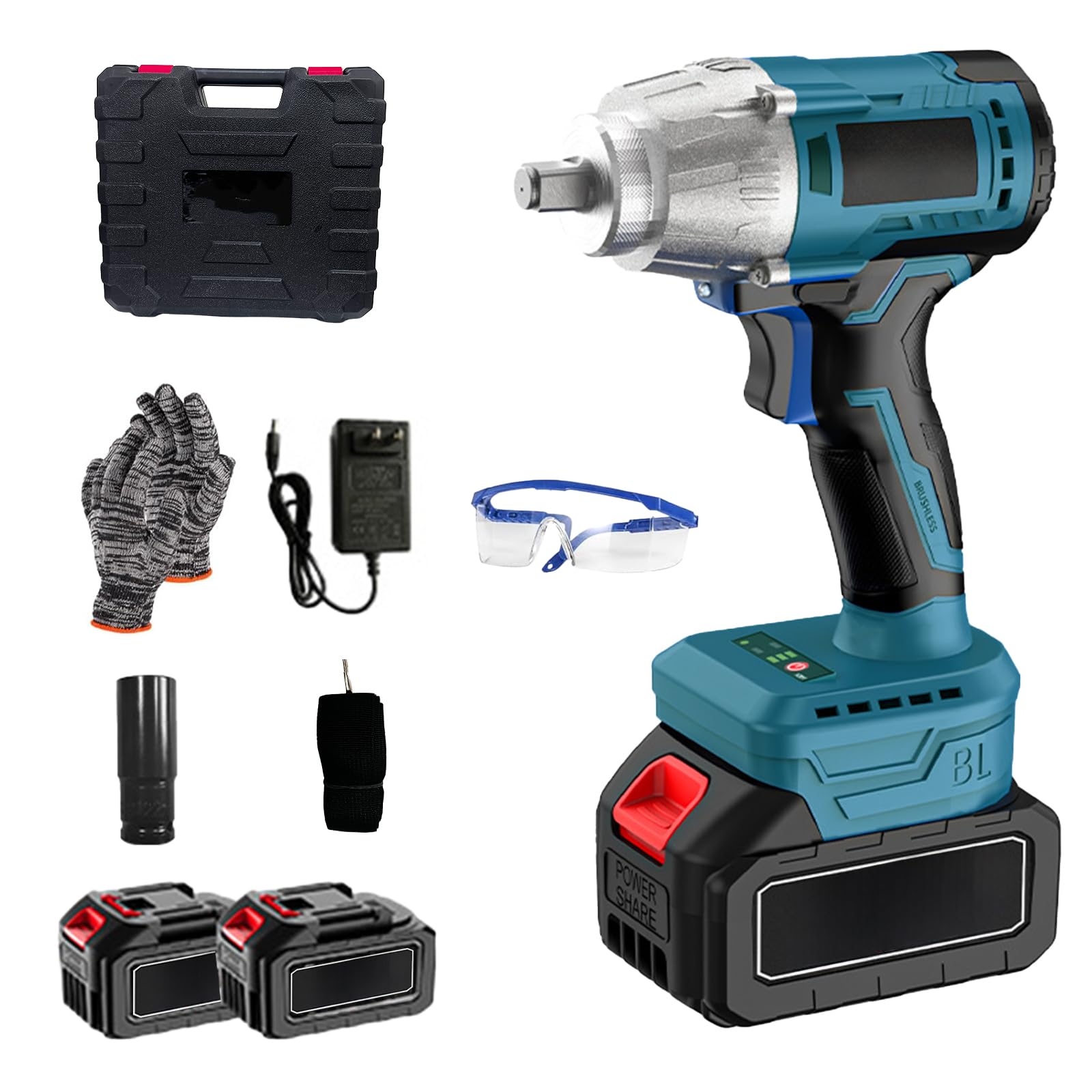 VOLTIX Avvitatore a Impulsi Cordless 21V, 320N.M Motore Brushless, Avvitatore a Percussione a 2 Velocità, Elevata Coppia, con Luce LED, Batteria Ricaricabile, Ideale per Riparazione Auto, Fai da Te e