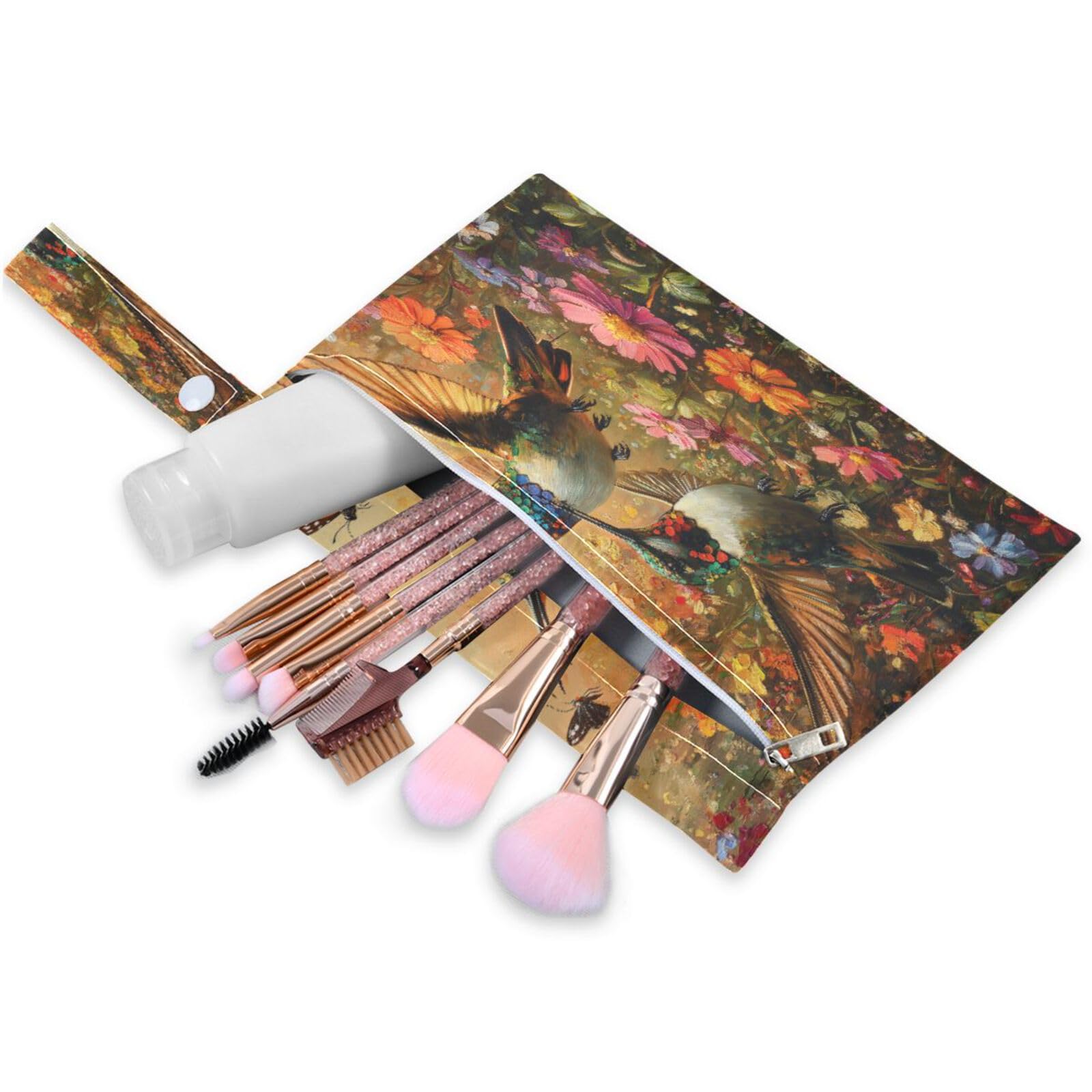 ATTX Wildflowers Hummingbirds Wet Dry Bags 2-Pack - Reusable Cloth Diaper Storage for Travel, Beach & Gym | Multi-Use Waterproof Bags for Swimsuits, Baby Clothes, Sports Gear#245