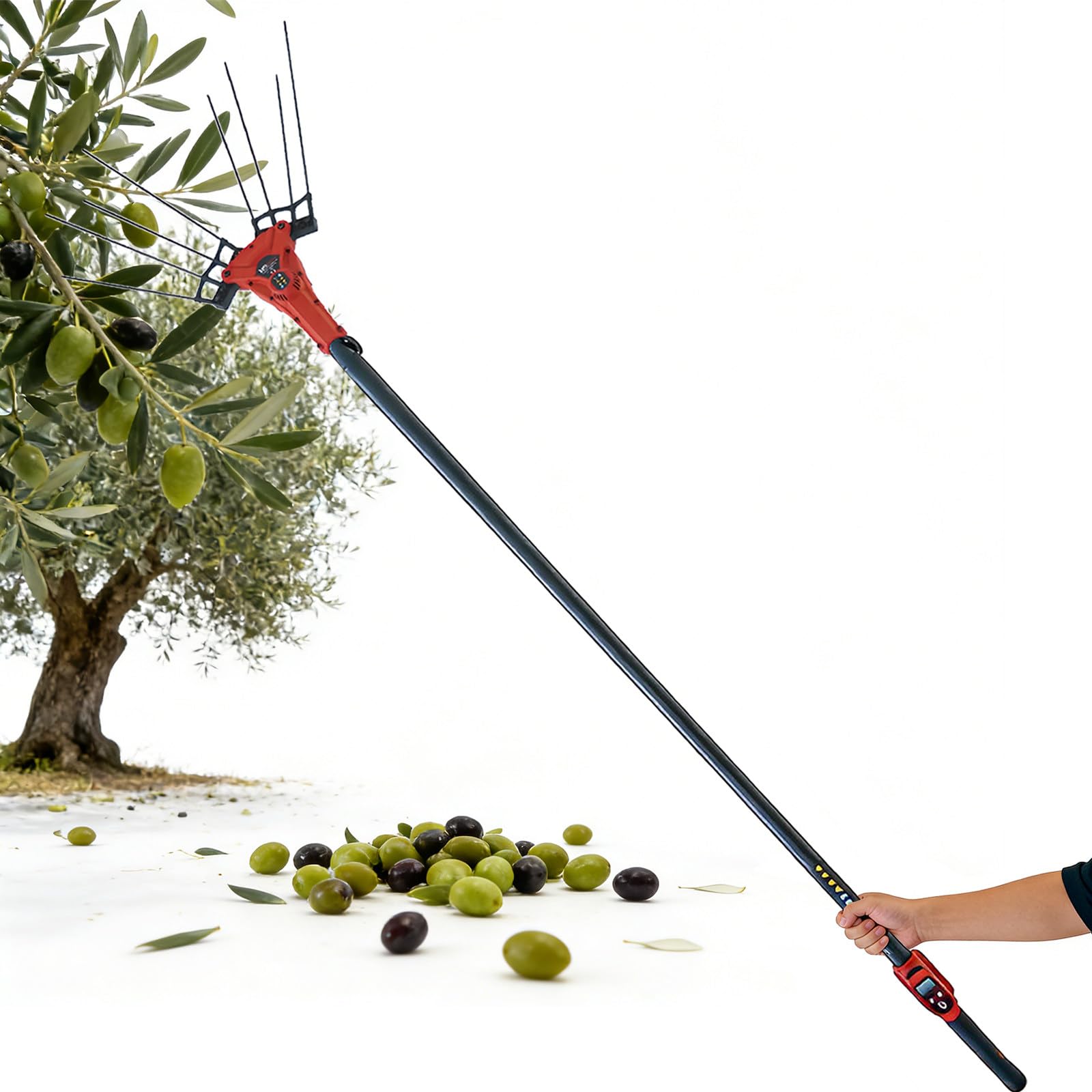Cosechadora de Aceitunas Eléctrica de 600W con Pértiga Telescópica de 175-270cm, Recolectora Vibratoria de Frutos de Gran Altitud para Dátiles, Granos de Café, Castañas, Nueces, Bayas Goji