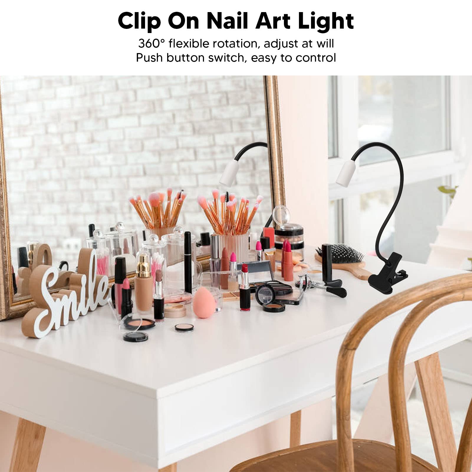 6W Big Chip UV LED Desk Light with Flexible Gooseneck Clamp 360 Degree Rotating Hand Clip On Nail Lamp Quickly Nail Dryer Gel Lamp - Image 4