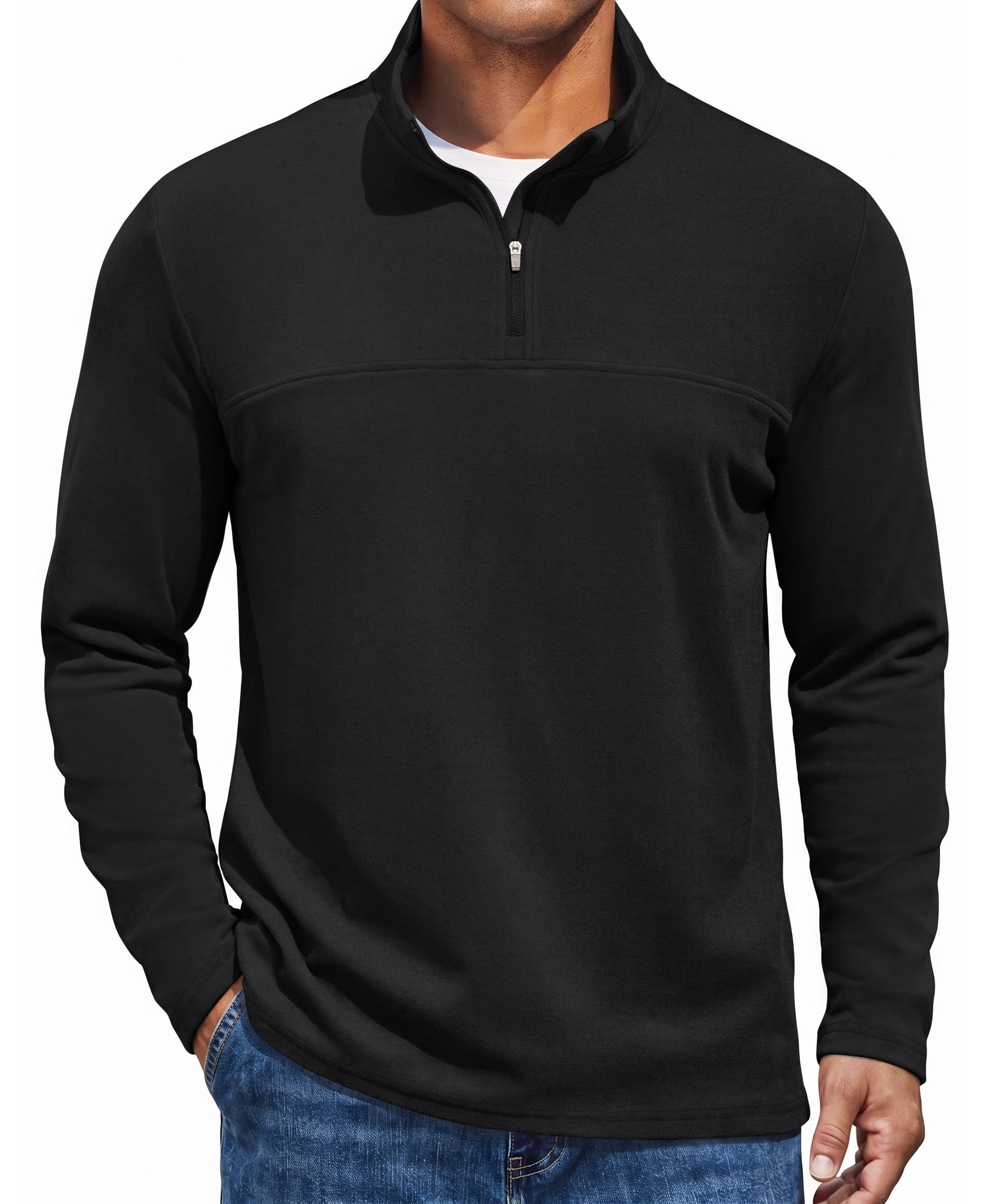 Mens Quarter Zip Pullover Mock Neck Sweatshirt Half Zip Sweater