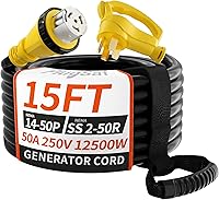 Vista 9 de Cable de Generador de 50 Amperios, Cable de Extensión para RV de 25 Pies y 50 Amperios con Bloqueo Giratorio, Cable de Generador 50A de 4 Clavijas