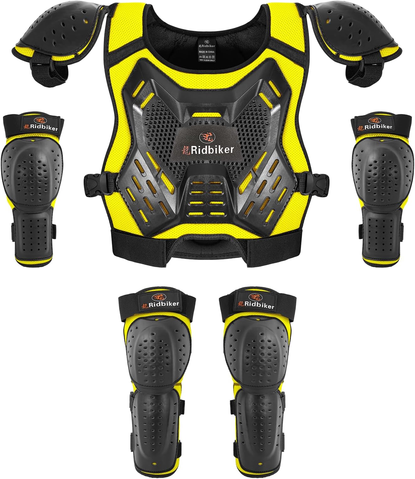 Kids Dirt Bike Gear Armor Vest Suit, Motorcycle Chest Protector with Knee Elbow Pads, Youth Riding Protective Gear for Motocross Cycling Skating Ski Off-Road