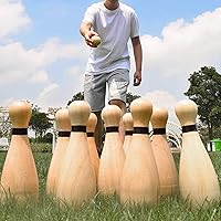 Vista 6 de Long game NI-ROU - Juego de bolos de césped gigante para exteriores, conjunto de césped de madera y goma, divertidos juegos deportivos