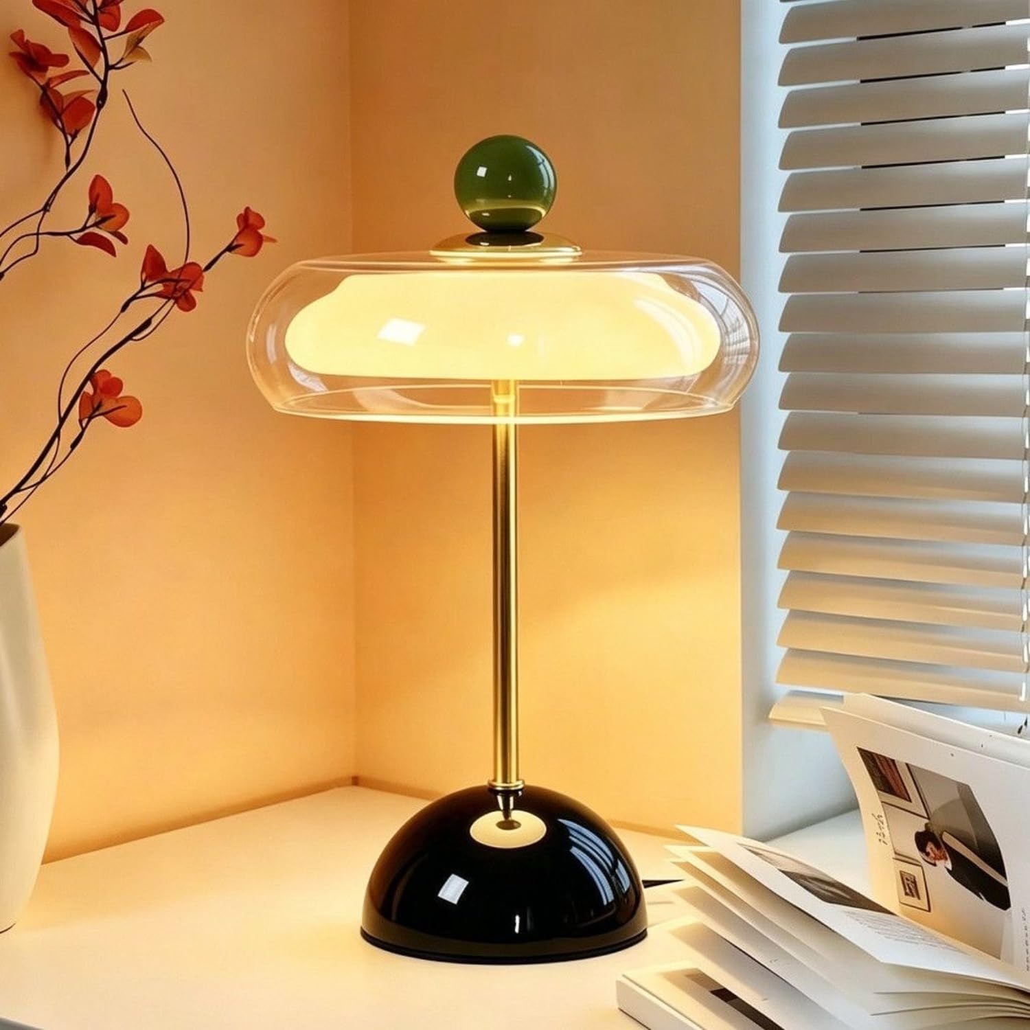 Lampa stołowa, Nordic INS lampka nocna z drewnianą podstawą, 3-kierunkowa ściemniana lampka nocna LED do sypialni, przedszkola, jadalni, dekoracji domu