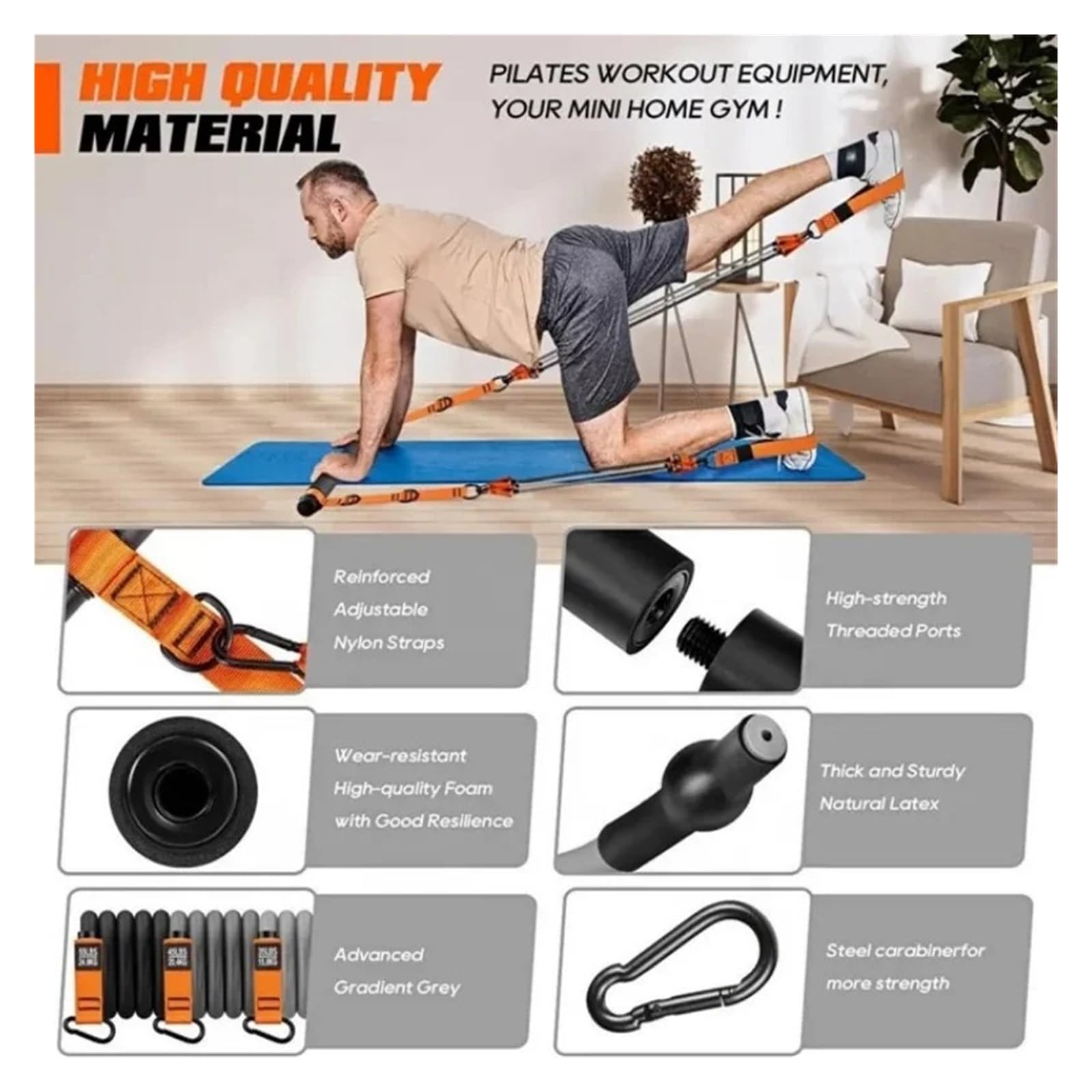 Widerstandsbänder mit Griffen Widerstandsband-Heim-Pilates-Set mit Widerstandsstangenbändern