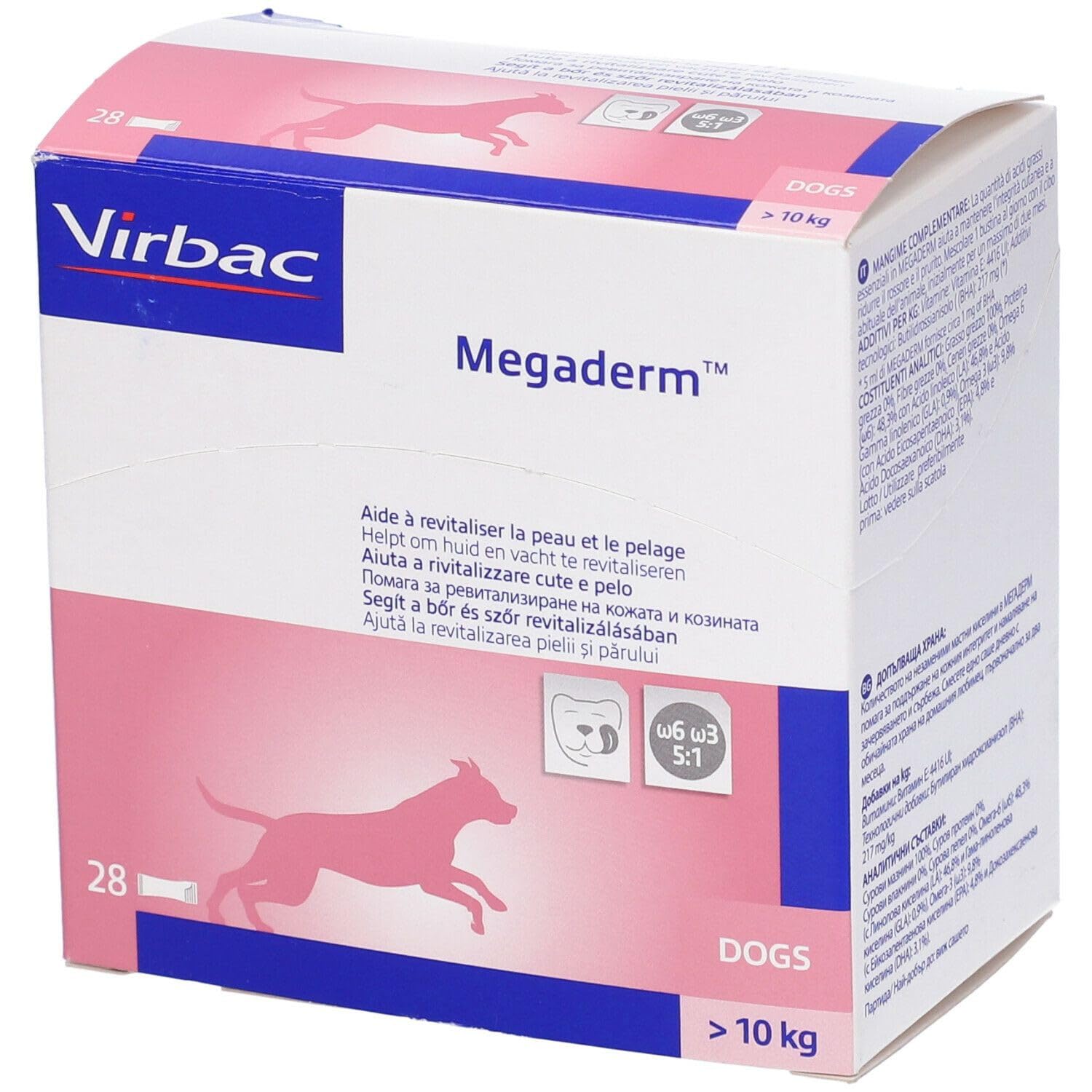 Megaderm dosis monodosis 28 x 8 ml para perros y gatos – Contiene ácidos grasos omega-6 y omega-3 para apoyar el pelo y la piel