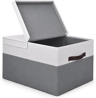 THMINS Aufbewahrungskorb mit Deckel 55 L, Faltbare Stoffboxen