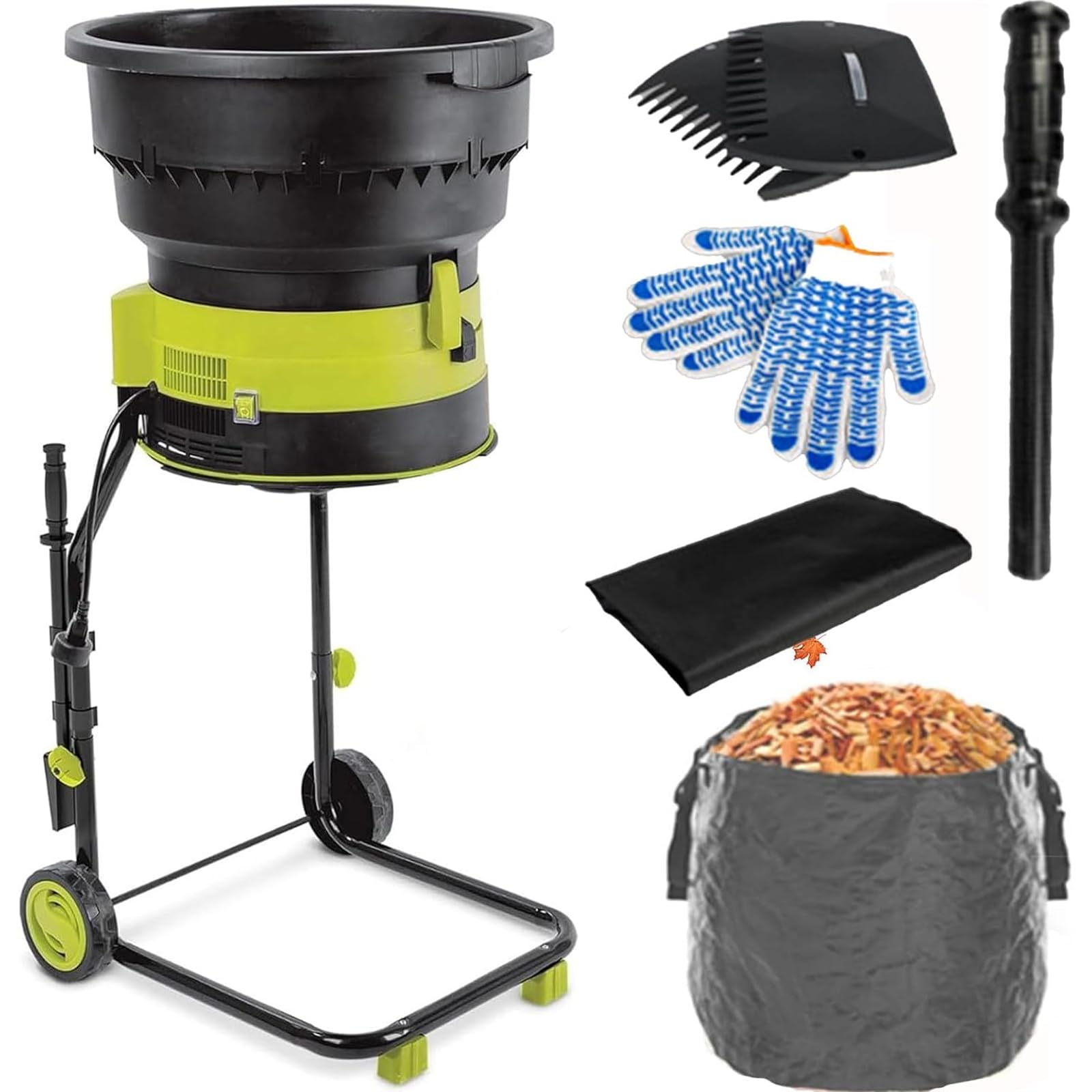 Broyeur de feuilles électrique 2500W avec bac pour compost