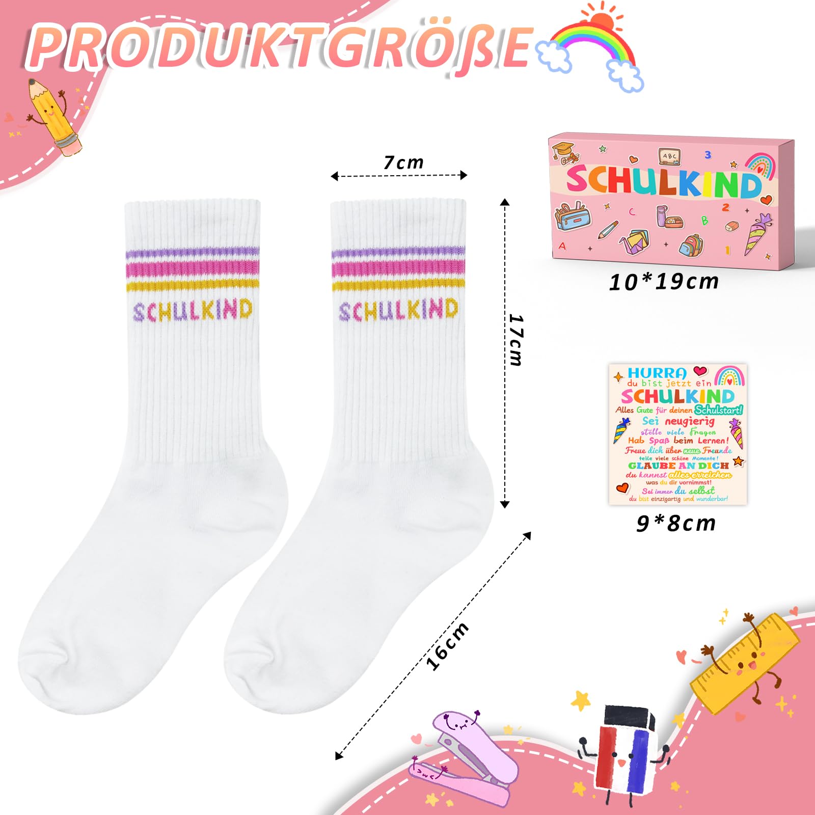 YUNYAKARSA Schulkind Socken Baumwolle 25-34, Geschenk Einschulung Junge Socken Einschulung Mädchen, Einschulung Geschenk Junge Mädchen Schulanfang Jungen Geschenk Mädchen 6 Jahre Jungen - 4