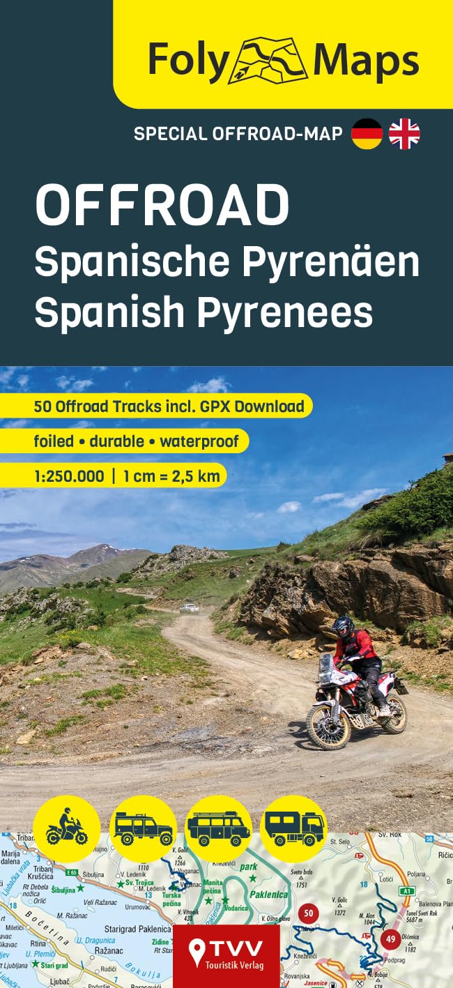 FolyMaps OFFROAD Spanish Pyrenees 1:250,000: Special map with over 60 off-road tracks