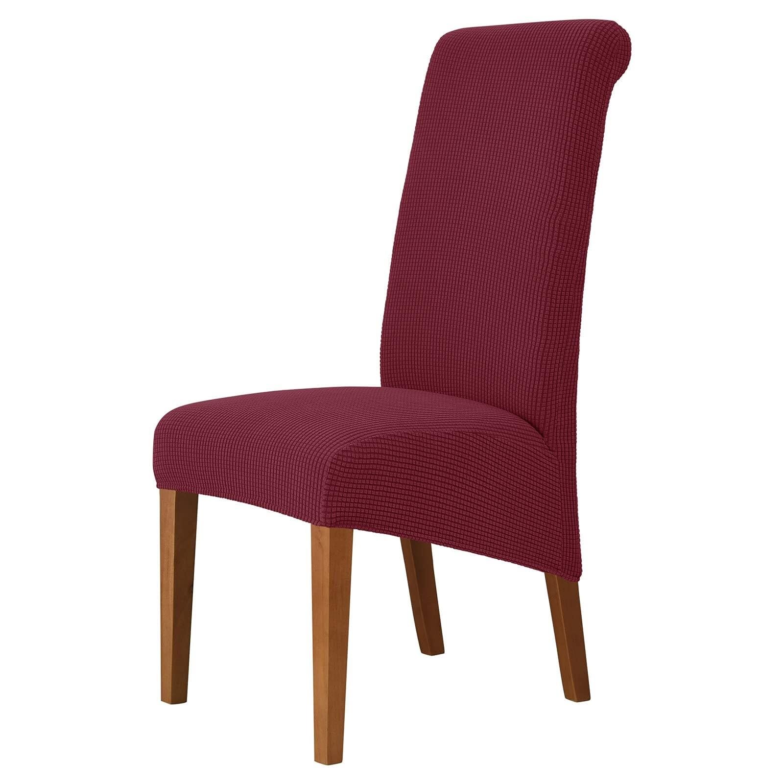 Coprisedie con Schienale Elasticizzate Copertura della Sedia Lavabile Rimovibile Spandex Elastica Fodere Coprisedia per Sala da Pranzo, Hotel, Ristorante(Rosso Vinaccia,Set da 6)