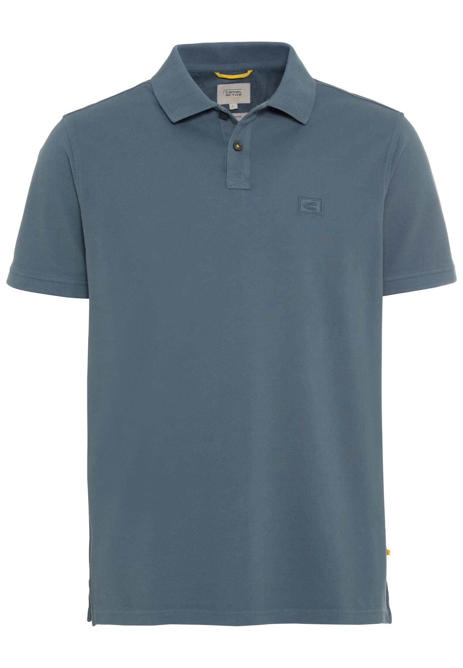 camel active Men's Pique Polo Shirt Pure Cotton, Blue, S