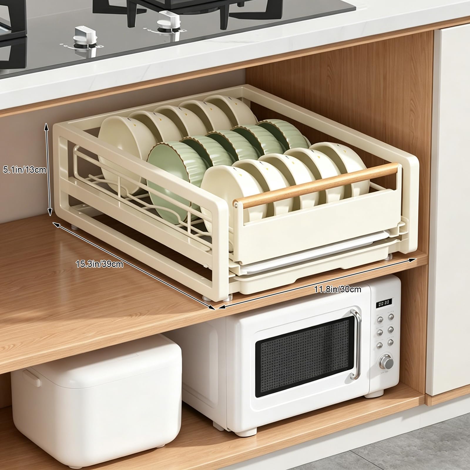 Organizador Bajo Fregadero con Bandeja, Gran Capacidad y Alfombrilla Antideslizante, Estante Extraíble para Cocina, Baño y Armario Black 15.3x11.8x5.1in/39x30x13cm