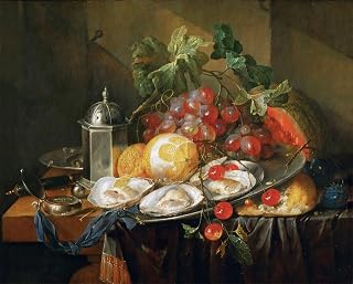 WALLKiART Vintage Canvas Prints Modern Picture Abstract Picture Breakfast Still Life by Cornelis De Heem Prints Painting for Home Decor 60x90cm