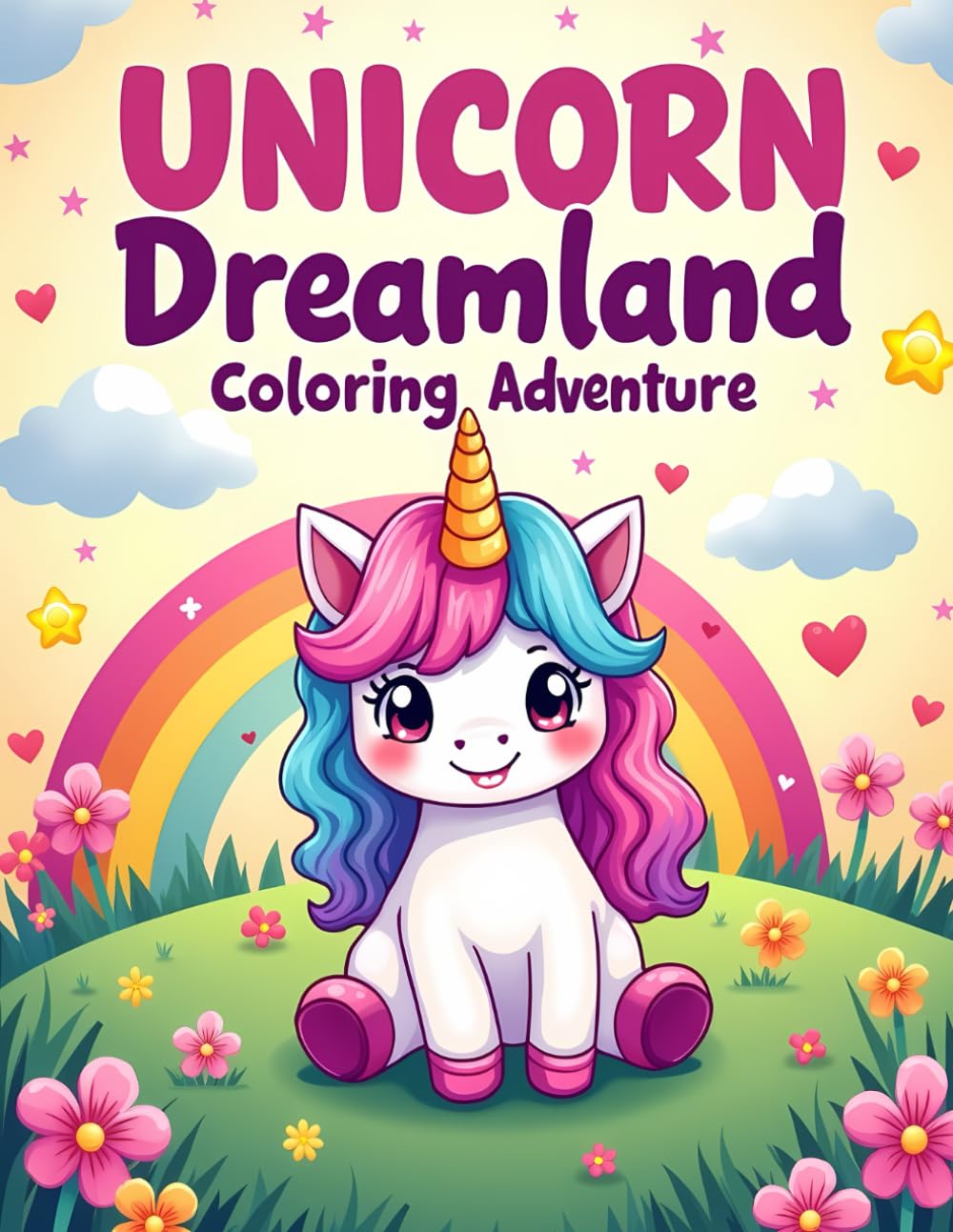 UNICORN DREAMLAND COLORING ADVENTURE: A Magical Unicorn Coloring Journey Through Rainbows and Stars