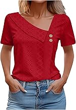 Business Casual Tops for Women Short Sleeve T Shirts Casual V Neck Blouses Eyelet Embroidered Tshirts Loose Trendy Tee