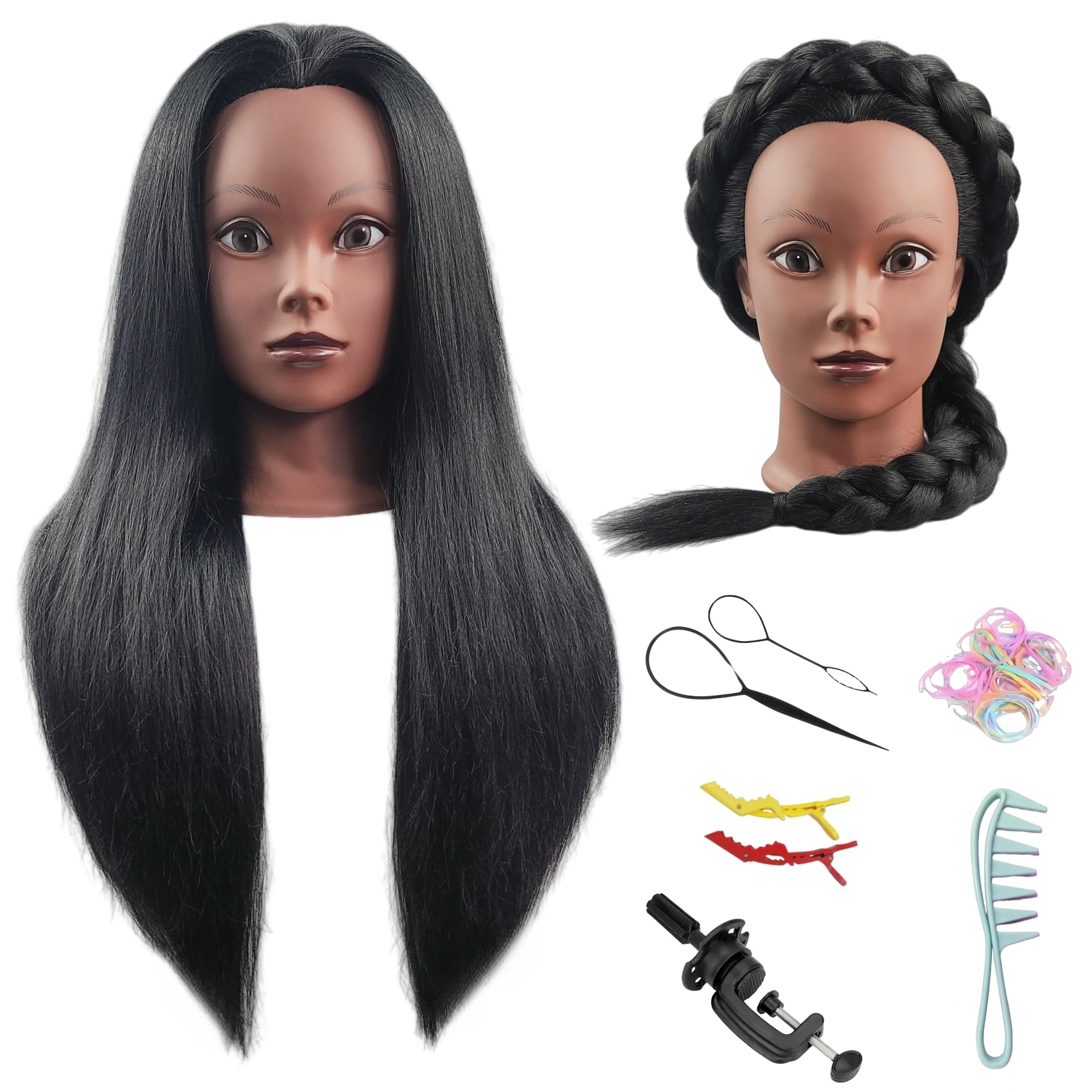 Photo 1 of African Mannequin Head for Braiding, Black Mannequin Head with Hair
