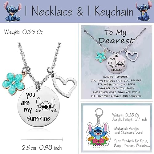 Miniatura 4 de Stitch Merchandise Stuff - Juego de regalo para niñas, bolsa con cordón de dibujos animados de Stitch Anime, cordón para llavero, bolso, pulseras,