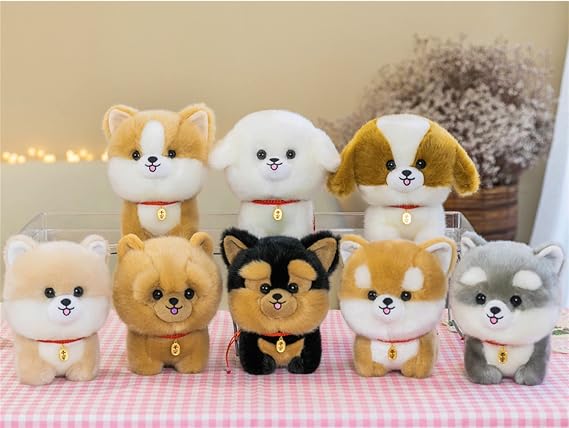 Dog Plush Stuffed Animal,Simulated Plush Toy,Cuddly Plush Pillow Animal,Gifts for boy Girl (Brown, 9.8 in)