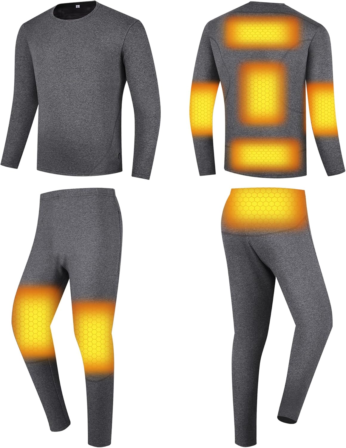 Heating Underwears for Men Electric Thermal Long Johns Set Fleece Lining Heated Shirt and Pants for Motorcycle