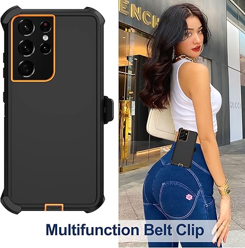 Miniatura 6 de Funda para Samsung Galaxy S21 Ultra con funda de clip para cinturón, 2 protectores de pantalla, cuerpo completo resistente, a prueba de golpes, a