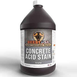 BEEST Concrete Stain - Slate - 1 Gallon, Test 8 oz Concrete Dye on a Small Area for Desired Results - Acid Stain for Floors, Pavers, Patios, Countertop, Cement, Driveway - Unique Marbled Finish