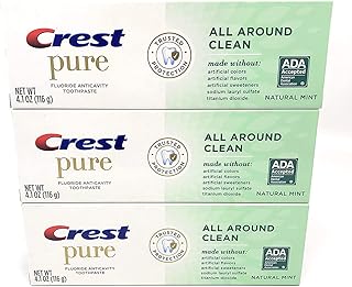 Crest Pure All Around Clean Fluoride Anticavity Toothpaste, Made Without Artificial Colors, Flavors, or Sweeteners - Natur...