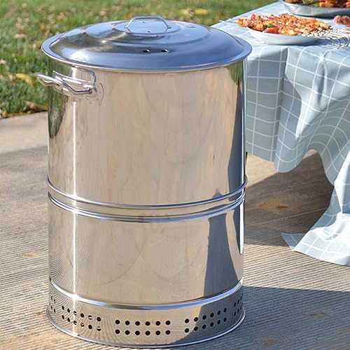 Parrillas de carbón portátiles grandes, parrilla de barbacoa de carbón inoxidable 360 sin humo al aire libre parrilla para viajes, cocina al aire