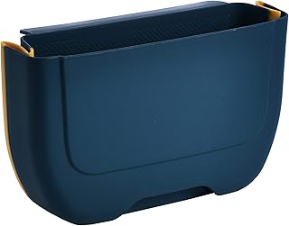 NEEMAY Small Hanging Folding Trash Can Collapsible Trash Can for Kitchen Cabinet Door, Collapsible Foldable Waste Bin, Garbage Can, Garbage Bin Holder for Bathroom Bedroom Home Car Camping, Lake Blue