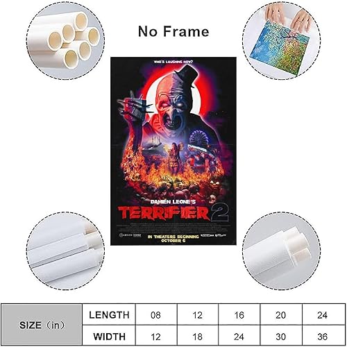 Miniatura 3 de Terrifier 2 - Póster de película de terror 2022 para dormitorio, lienzo estético, decoración de pared, 12 x 18 pulgadas (11.8 x 17.7 in)