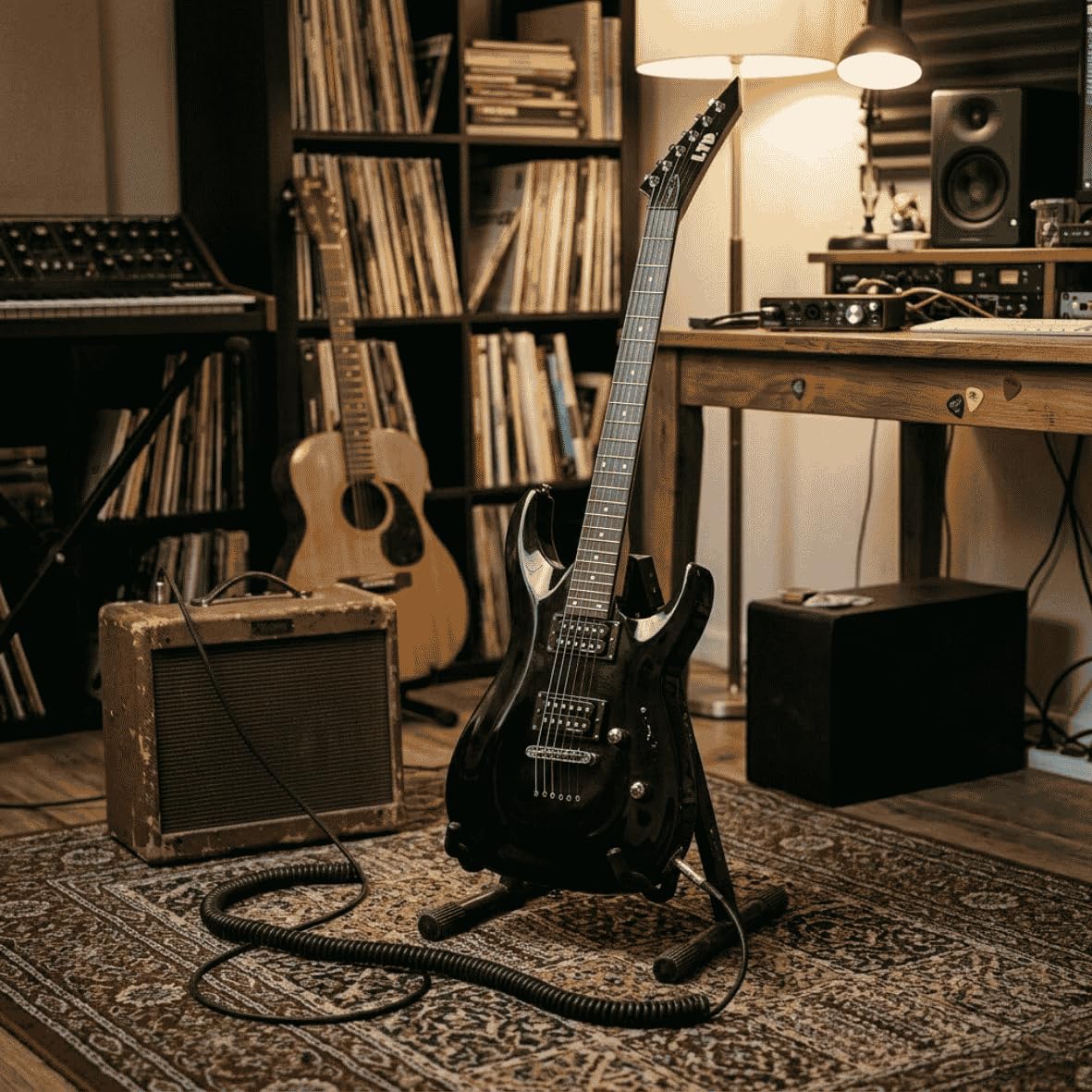 ESP LTD MH-10 Chitarra elettrica con custodia, nera
