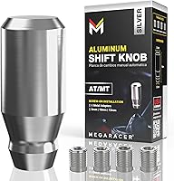 MegaRacer Brushed Silver JDM Shift Knob - 3" Aluminum Short for 4/5/6 Speed Manual & Buttonless Auto, 4 Metal Adapters M8 M10 M12