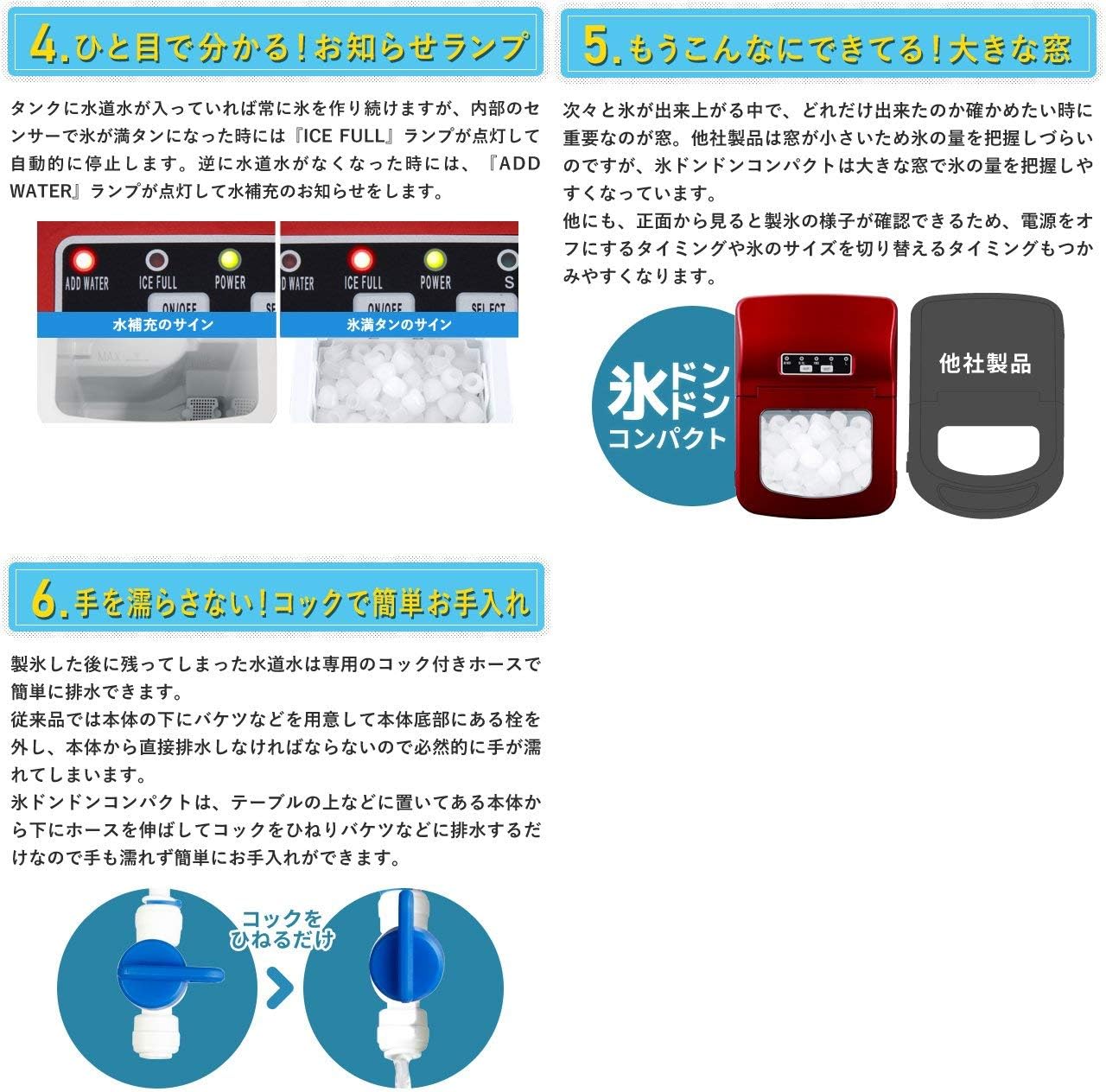 Amazon Co Jp 405 新型高速自動製氷機 氷ドンドン コンパクト レッド 405 Imcn02 レッド 大型家電