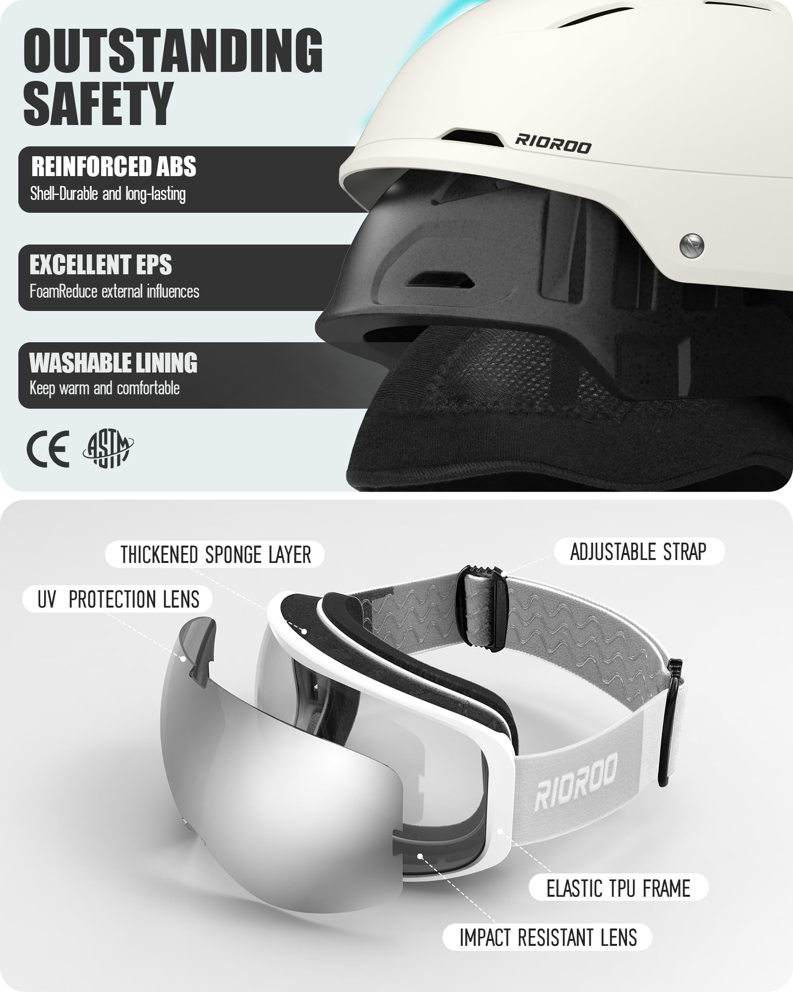 Kask narciarski z zestawem gogli ochronnych, regulowany kask sportowy Vent z goglami ochronnymi, odpowiedni do sportów na śniegu, snowboardzie, nartach i nartach, wiatroszczelny, odpowiedni dla