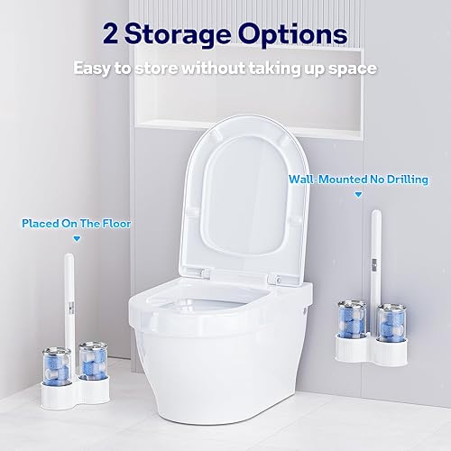 Miniatura 4 de Juego de 8 Piedras Pómez para Inodoro con Mango Extra Largo de 18 pulgadas, Estuche Soporte Blanco, Piedra Pómez para Limpieza, para Limpiar