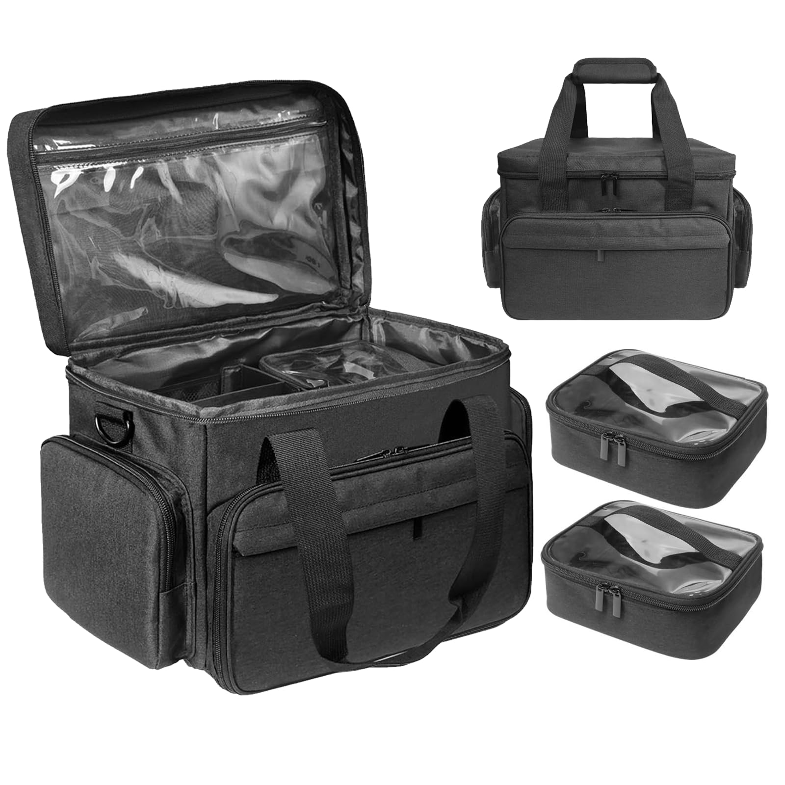 Große Make Up Organizer Tasche mit 2 Innentaschen, Kosmetiktasche Groß mit Einstellbaren Teiler, Make Up Tasche, Portable Beauty Case, für Reise, Unterwegs