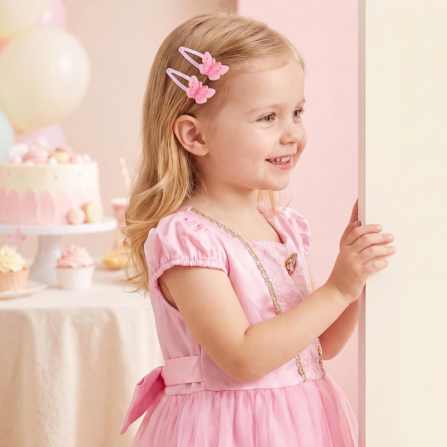 28 Pcs Barrettes for Girls Toddler, Pink Princess Snap Hair Clip Accessory image 4