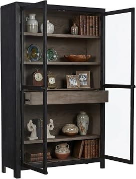 Signature Design by Ashley Lenston Black Accent Cabinet with Glass Doors