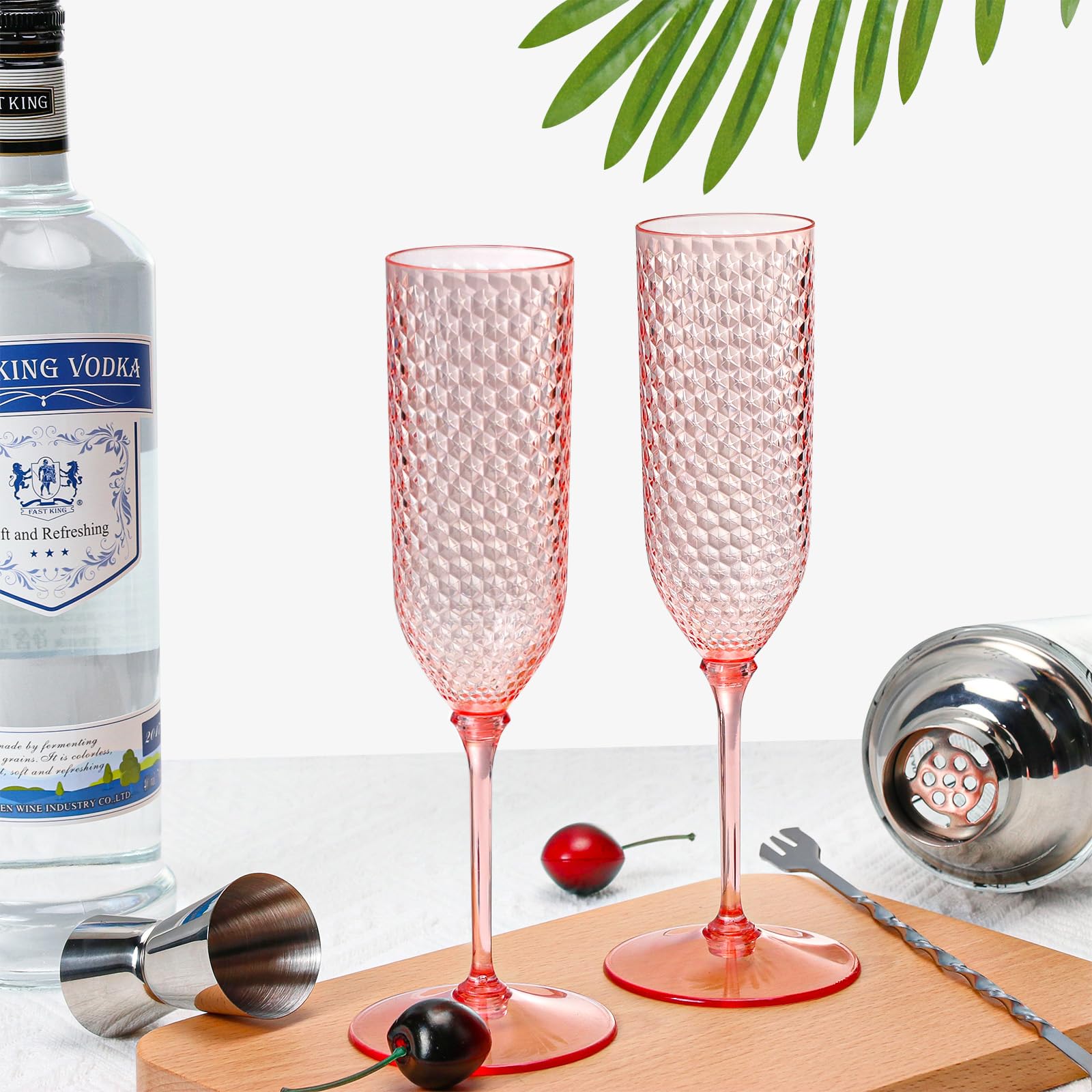 Paquete de 48 copas de champán desmontables de 2 piezas de 5.5 onzas, de plástico irrompible, copas de champán de Mimosa, tazas de champán con tallo reutilizables para brindis de vino para aniversario