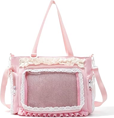 Fozehlad Nylon Ita Bag with Clear Window | DIY Display, Crossbody, Anime Collection, Waterproof, Messenger Shoulder Bag