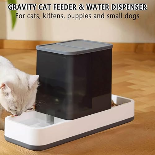 Miniatura 7 de kathson Gravity - Dispensador automático de alimentos y agua para gatos, bebedero automático para perros, 2 en 1, juego de cuencos de agua y