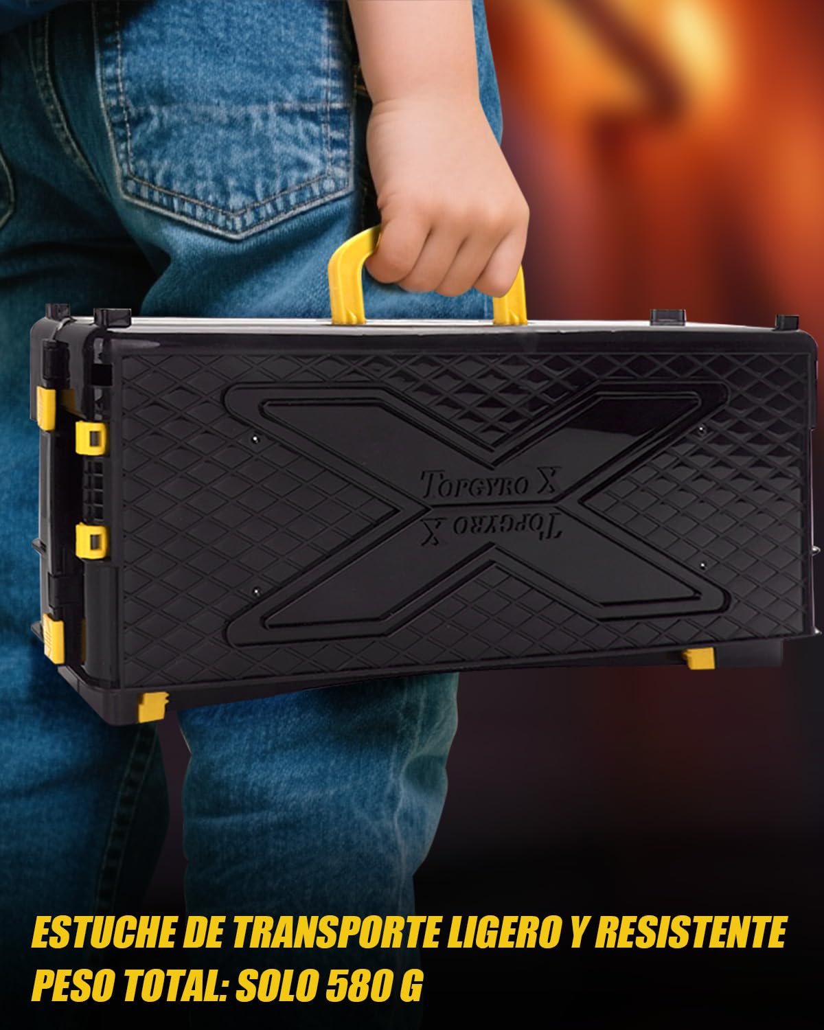 Arena de Estadio X Plegable y portátil con asa de Transporte, Arena de Batalla Amarilla con 6 trompos giroscópicos y 2 lanzadores, Juguete de Viaje Regalo para niños a Partir de 6 años