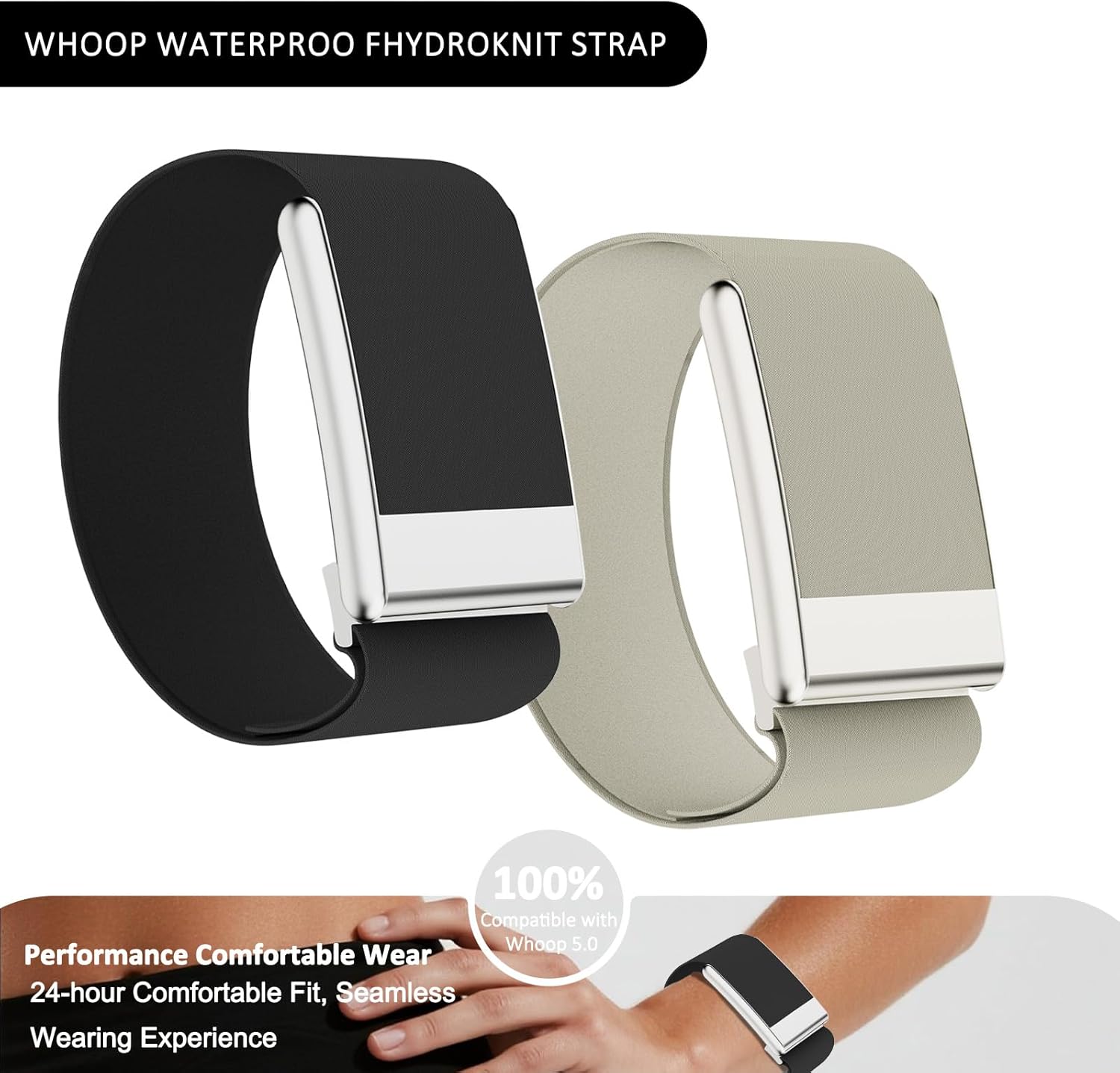 Premium Waterproof Quick-Dry Replacement Band Compatible with WHOOP 5.0 / WHOOP MG – Adjustable Breathable Fitness Strap, Sweatproof Hydroknit Sports Wristband for Men & Women