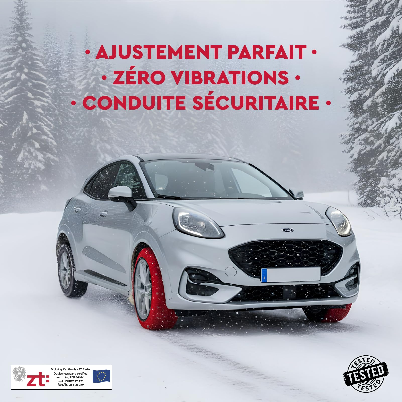 Chaussettes de Neige Textile Homologuées EN 16662-1 Taille XXL Chaussette Pneu Voiture - DriveonSnow EssentialGo Montage Rapide 2 Minutes Haute Sécurité pour Chutes de Neige Occasionnelles + Gants